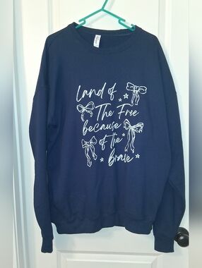 Jerzees Navy Crewneck Sweatshirt with White Patriotic Script